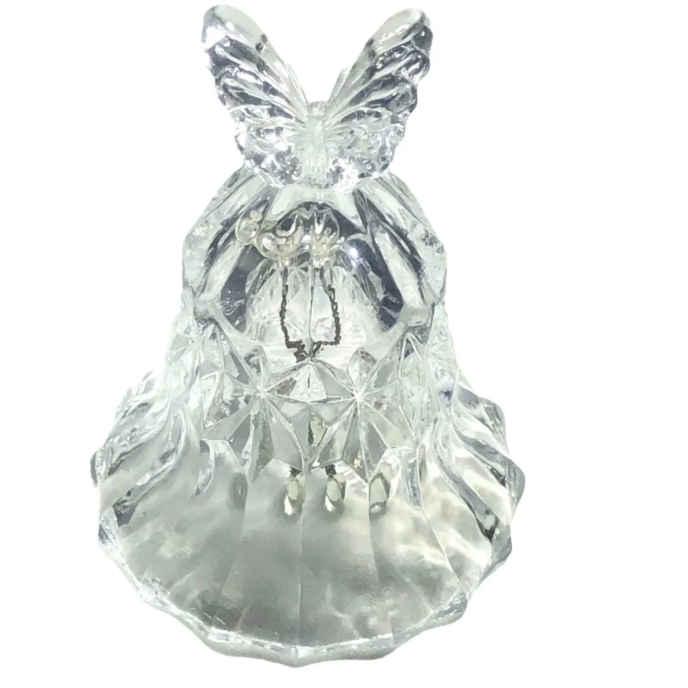 VINTAGE CUT CRYSTAL BELL WITH BUTTERFLY TOP